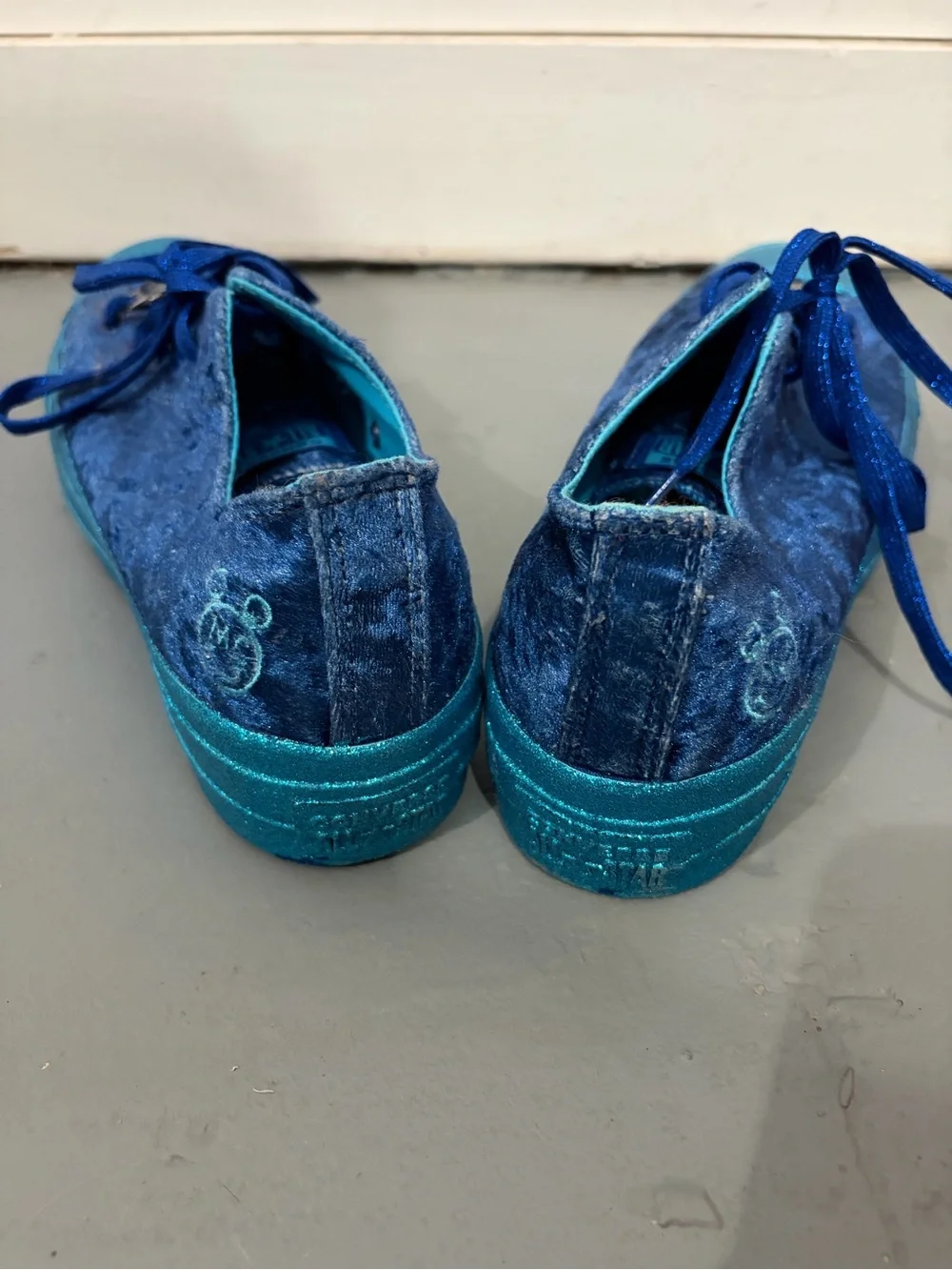 Vans X Miley Cyrus Blue Velvet & Teal Glitter Platform Sneakers - Women - Picture 2 of 3